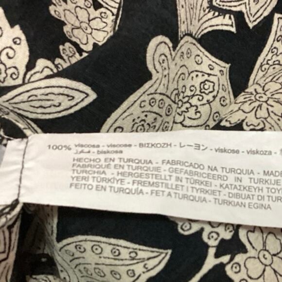 Zara Women's Black White Floral PaisleyRuched  High Waisted Maxi Slip Skirt S - Picture 7 of 7